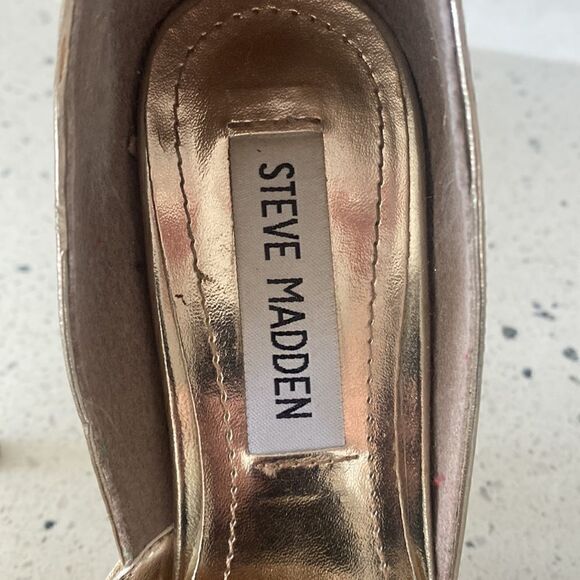 Steve Madden MEA Gold Bling Platform Stiletto Heels Ankle Strap Size Size 6 - Picture 10 of 12